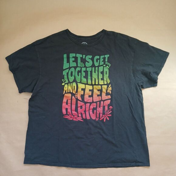 DOM Short Sleeve T-Shirt XL Black Let's Get Together & Feel Alright Graphic Tee - Picture 1 of 6